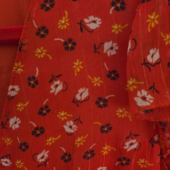 Madewell Tiered Sleeve Peplum Top Metallic Prairie Posies Size 2 - Picture 8 of 11